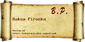 Baksa Piroska névjegykártya